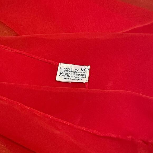 Vintage 1950s Vera Neumann Red Sheer Scarf | Rare Pre-Copyright, Hand-Rolled 22" - Picture 6 of 6